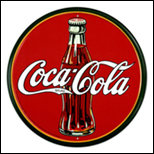 The well-recognized logo of the Coca-Cola company. Things go better with Coke.
