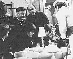 Behind the scenes during the filming of the movie Help! This is the restaurant scene where the boys find various unappetising items in their soup. Picture top center is director Richard Lester.