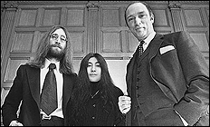 John Lennon and Yoko Ono meeting with Pierre Trudeau in Canada, circa 1969.