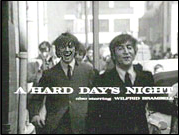 The opening scene in the Beatles first feature film, A Hard Day's Night. Left to right: George Harrison, John Lennon.