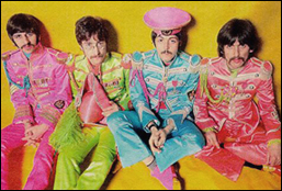 The Beatles pose in their Sgt. Pepper suits in 1967. Left to right: Ringo Starr, John Lennon, Paul McCartney and George Harrison.