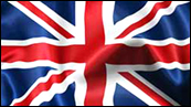 The Union Jack flag of Great Britain.