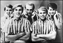The Beach Boys. Left to right: Carl Wilson, Dennis Wilson, Mike Love, Al Jardine, and Brian Wilson.