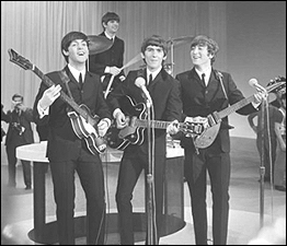 The Beatles during their rehearsal for their first appearance on The Ed Sullivan Show.