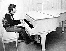 John Lennon plays the while grand piano that he used for the song Imagine, in his Tittenhurst mansion in the early 1970s.