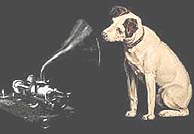 The old iconic image used by RCA Victor was Nipper the Dog listening to music coming out of the Victrola.