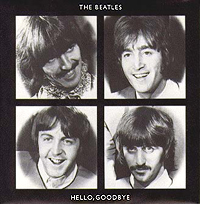 A picture sleeve for The Beatles' hit single Hello, Goodbye. Pictured are George Harrison, John Lennon, Paul McCartney and Ringo Starr.