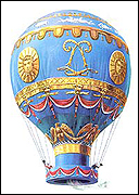 One of the first colorful and elaborately decorated hot air balloons.