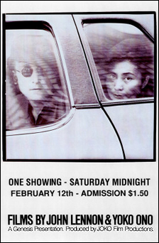 A poster from a film festival of John and Yokos avant garde films.