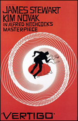 Movie poster from Vertigo, the classic Alfred Hitchcock film.