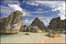 A beach in Bermuda. John Lennon sailed to Bermuda in the spring of 1980. He wrote many of the songs for the Double Fantasy album while he was there.