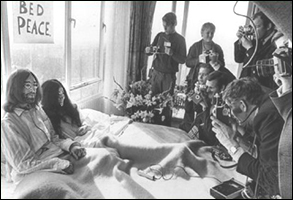 John Lennon and Yoko Ono's Bed-In For Peace in Amsterdam 1969.