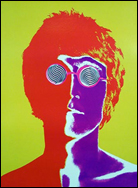Psychedelic Pop Art portrait of John Lennon, circa 1967.