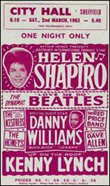A vintage poster for the Helen Shapiro that included The Beatles. Despite how it might appear now, this was a big break for the then up-and-coming band.