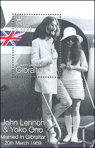 John and Yoko Wedding stamp from Gibraltar