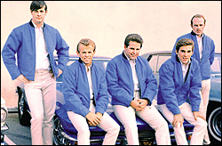 The Beach Boys, one of the most successful rock and roll bands of all time. Left to right: Brian Wilson, Al Jardine, Carl Wilson, Dennis Wilson, and Mike Love.