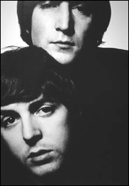 A beautiful portrait of John Lennon and Paul McCartney taken in 1965. A tribute to their close and loving relationship.