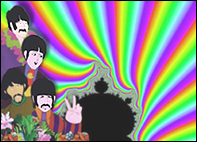The Beatles in animated form from the film, Yellow Submarine.