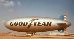 The Goodyear Blimp was a common sight in the 70s and 80s advertising special events and products.